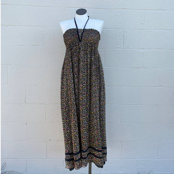 rag & bone 100% Silk Floral Maxi Dress Spaghetti Halter Top Sz 6 - Picture 7 of 9